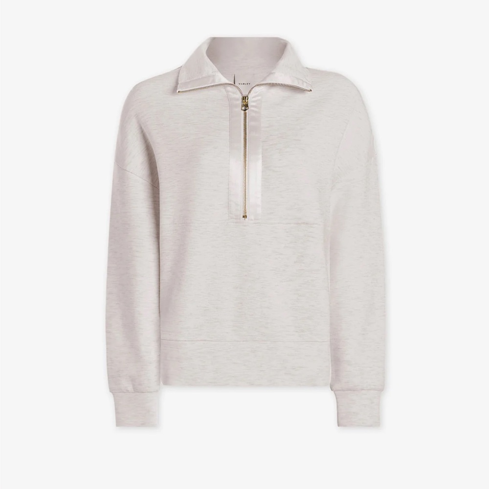 Varley keller half zip pullover in ivory marl